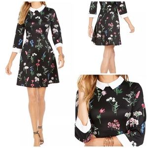 Collared Botanical A-Line Dress